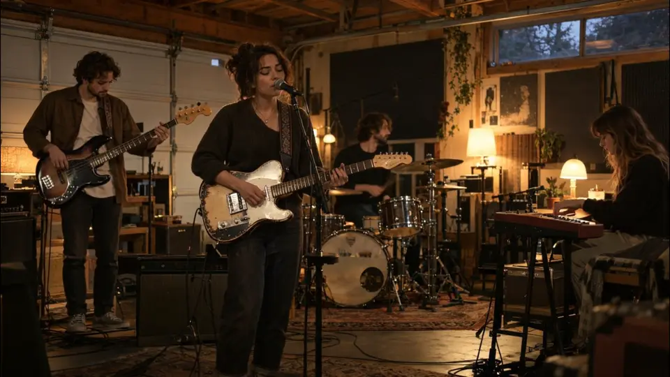 Saint Ellery, a live EPK in DropCue's Marquee design: Indie rock band · Songs for TV, film & ads · Portland, OR