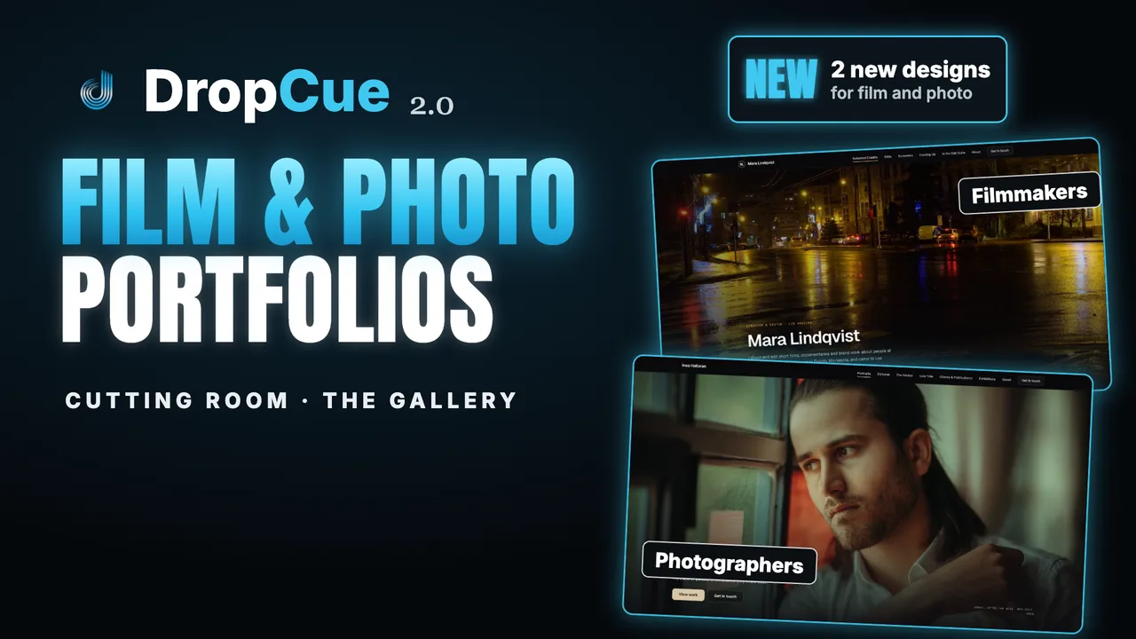Watch: DropCue 2.0 | Cutting Room and The Gallery: Portfolios for Filmmakers and Photographers