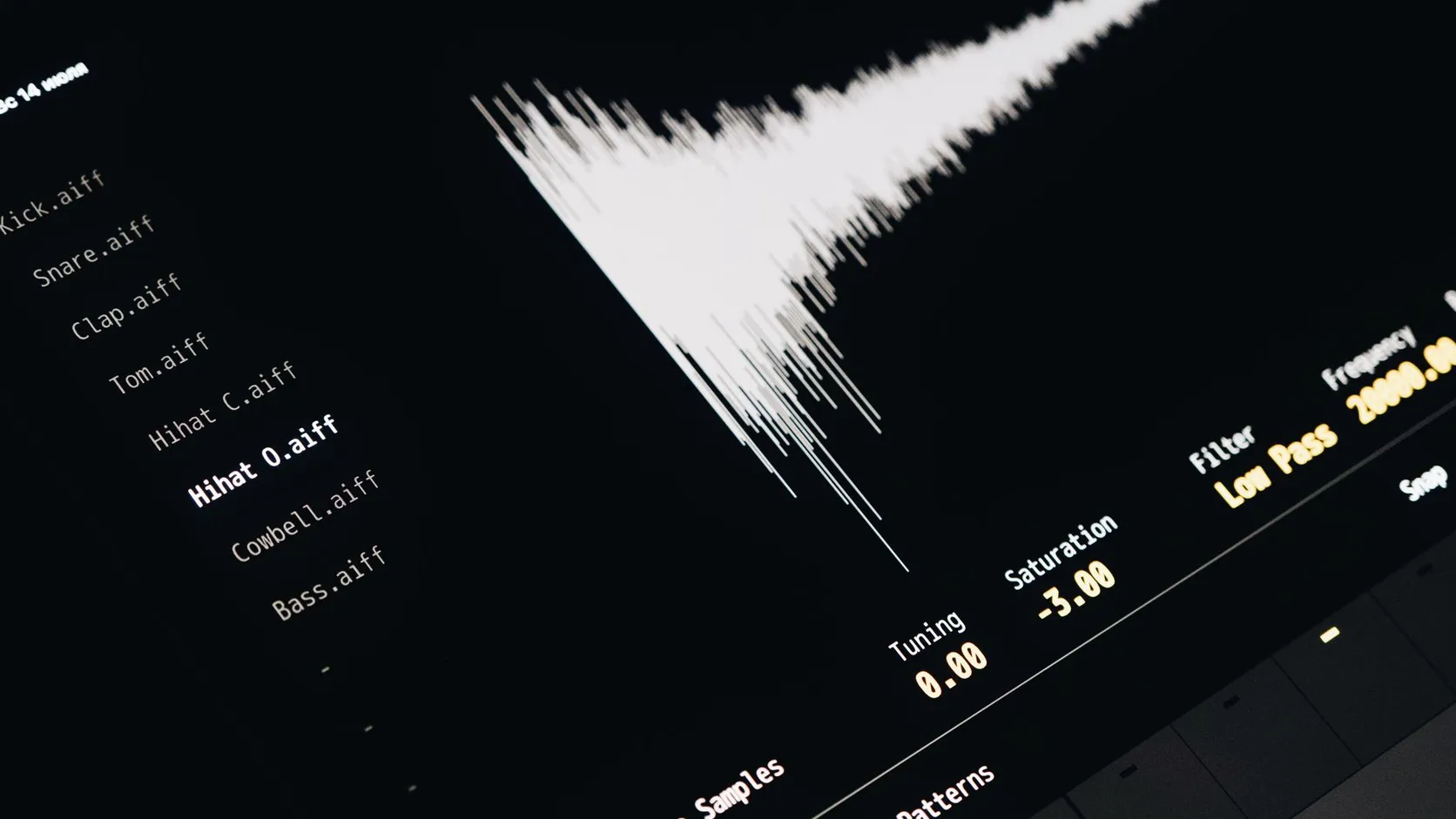 Audio waveform displayed on a screen