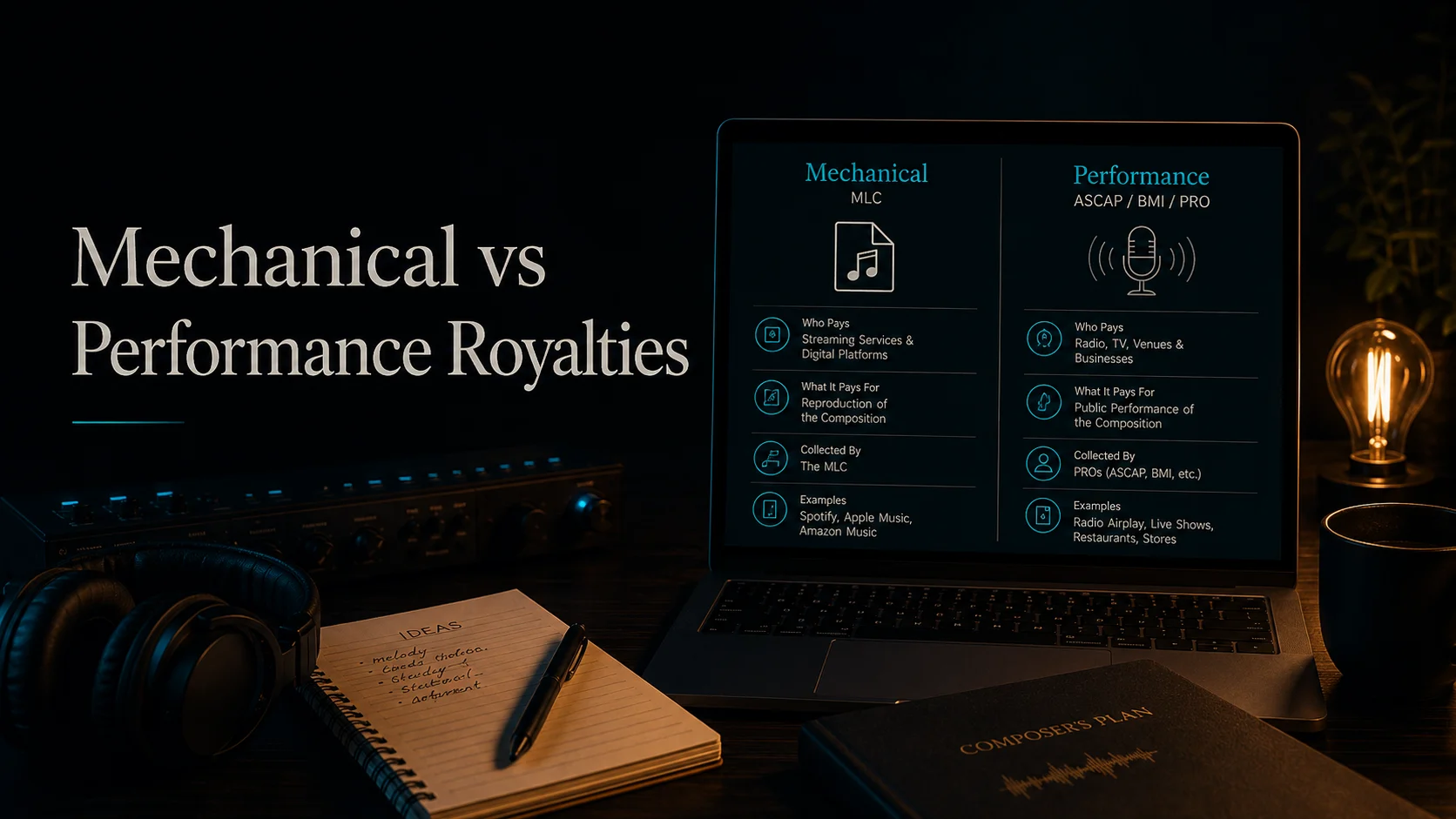Mechanical vs performance royalties side-by-side comparison