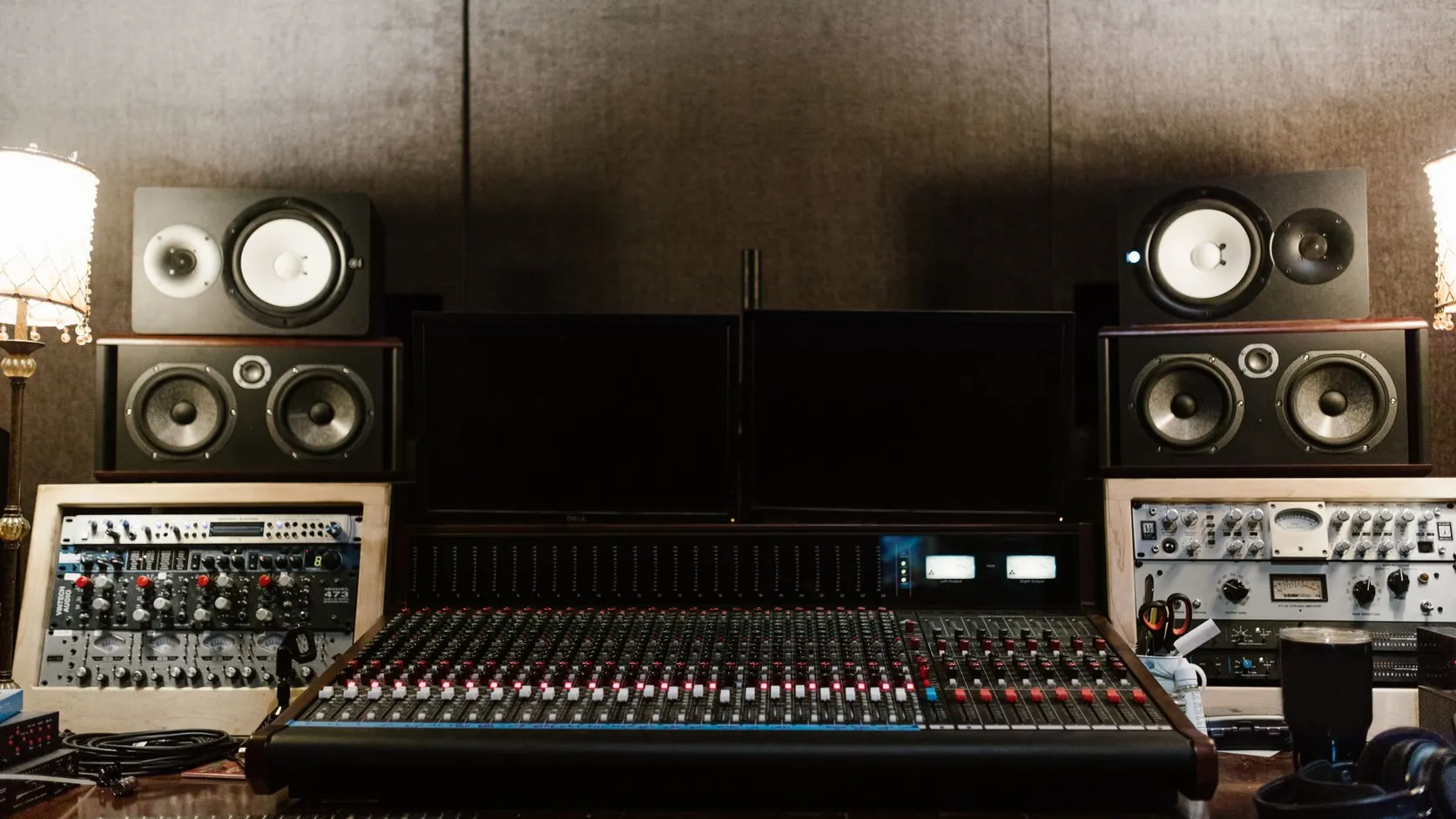 Analog mixing console in a recording studio