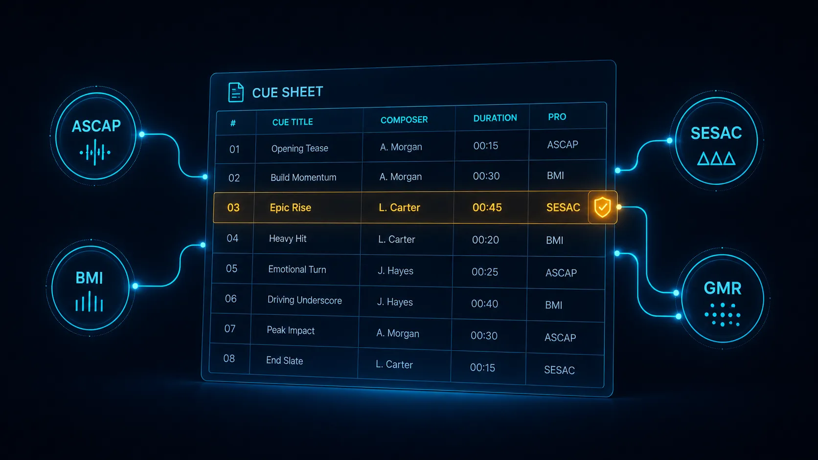 How cue sheets get filed workflow illustration